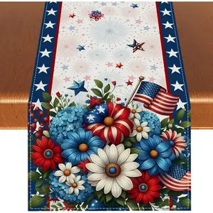 Memorial Day Patriotic 4th of July Table Runner,Red White and Blue  Table Decor Veterans Day Independence Day Decorations and Supplies for  Kitchen Table-13x72''