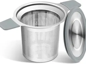 Tea Infuser Strainers, Stainless Steel Loose Leaf Tea Strainer Stepper with Heat Proof Double Handles, Extra Fine Mesh Ball Infusers, Diffuser Holder Filter for Mugs