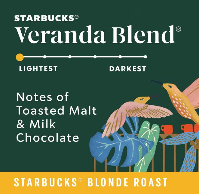 Starbucks Blonde Roast Coffee, K-Cup Coffee Pods, Veranda Blend, 100% Arabica, 1 box 32 pods
