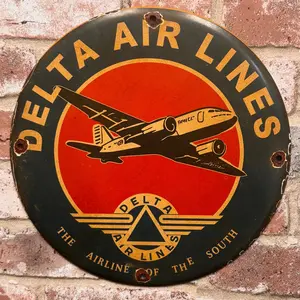 Delta Airline of the South Porcelain Enamel Sign (12in)