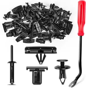 Nilight 60PCS Fender Flare Rocker Moulding Clip Assortment 68039280-AA, 55156429-AA, 6503598,6501559 Replacement for Jeep Wrangler Chrysler Ford GMC with 1 Fastener Remover