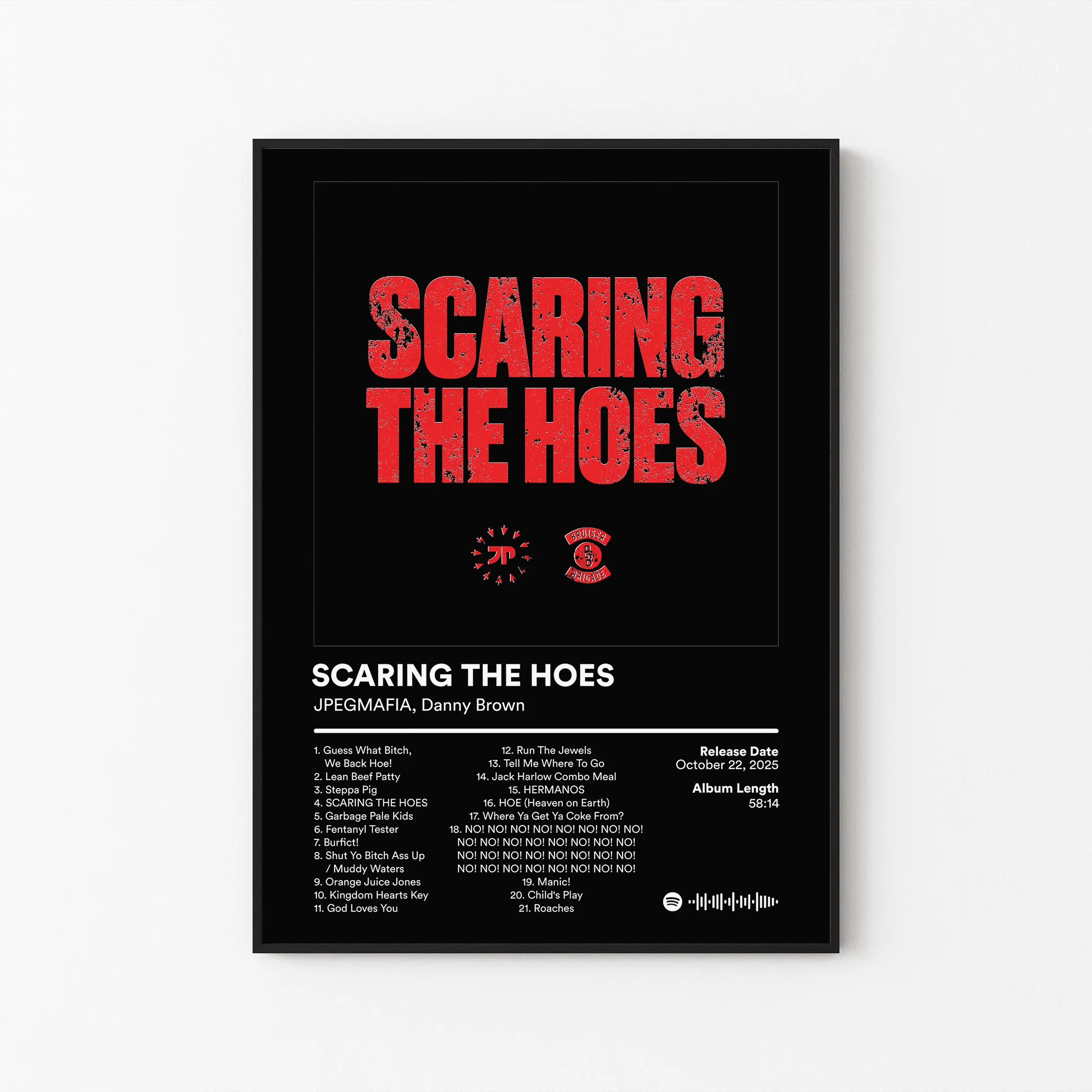 [ RAP ALBUM POSTER – UNFRAMED ] JPEGMAFIA Album Poster, Scaring The Hoes Tracklist Art, Experimental Hip Hop Print, Underground Decor