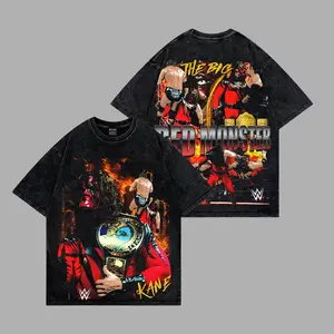 Kane - The Big Red Machine WWE Legend Premium Wrestling Acid Washed 100% Cotton T-Shirt Team Hellfire, Brothers of Destruction Fans Shirt, WWE Fans Shirt, WWE Event Outfit