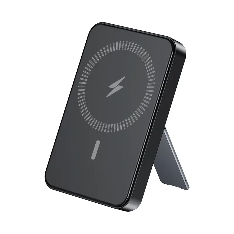 VIL 10000mAh Magnetic Compact Mobile Power Bank - Wireless Battery Pack, Portable Charger, Foldable Stand, LED Digital Display, Cable-Free Charging, Durable Lithium Battery, Travel Gadgets, Devices, Accessories for iPhone & Android Simultaneous Charging