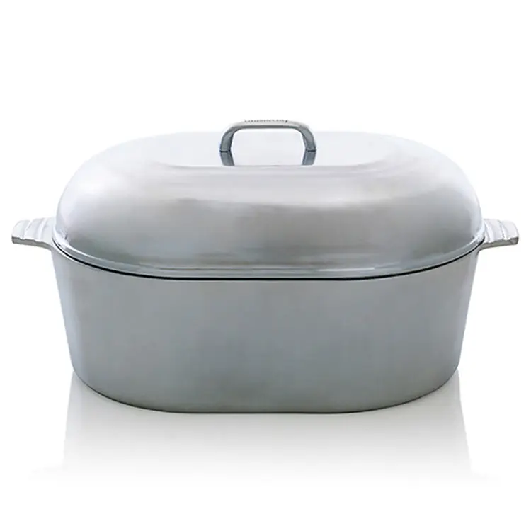 12.6 Quart (18”) Cast Aluminum Heavy Duty Oval Roaster with Lid and Roasting Rack