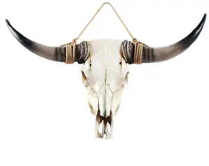Cow Skull Wall Decor,Long Horn Cow Skull Wall Hanging, Faux Longhorn Skull Faux Taxidermy Head Wall Decor Handmade Simulation Large Bull's Head Farmhouse Decor Wall Sculpture31*24 * 7inch