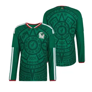 2026 FIFA World Cup Mexico Home Kit Fan Edition Adult Green Long-Sleeve Breathable Quick-Dry Soccer Jersey L