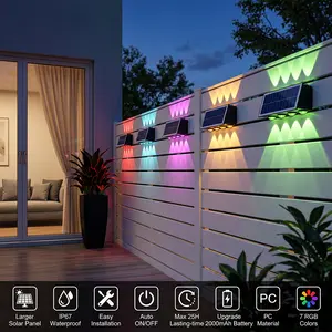 Motionics 2-Pack 8-Head RGB Outdoor Solar Lights - Wireless, Solar-Powered, Multi-Mode, No-Wiring for Patio, Garden