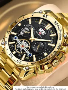 Men's Business Round Dial Analog Quartz Watch, Fashionable Timepiece for Casual Wear, Ideal for Everyday Use & Special Occasions, Modern Fashionable Wristwatch