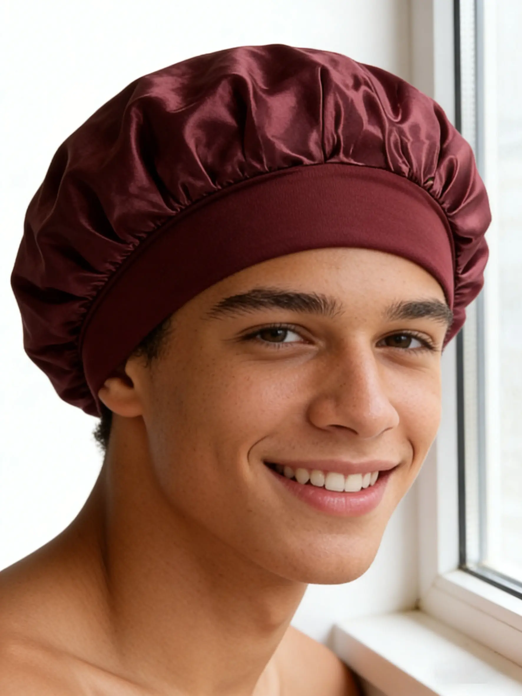 1 Comfortable Sleep Cap, Soft Satin Lined Silk Sleep Cap, Smooth Satin Daily Cap, Suitable for Hair Care, Heatless Styling, No Heat Curls, Anti-Frizz, Curly Hair & Braid Styling, Hair Care Cap, Hair Hat, Heatless Night Cap