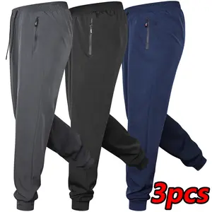 Men’s quick-dry, breathable lightweight jogger sweatpants, 3-pack with zippered pockets | Not flashy, safe, comfortable, and stylish | Ultra soft and stretchy, easy to wear for everyday use, available in multiple colors