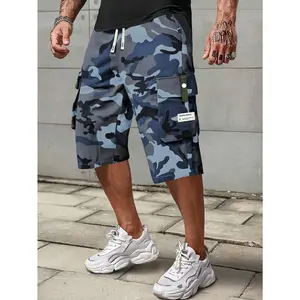 Men's Camouflage Cargo Khaki Shorts - Elastic Drawstring Waist, Multiple Pockets, Durable Non-Stretch Regular Fit, Breathable Sports, Lightweight Athletic for Casual/Outdoor Wear, Breathable Sports Shorts, Lightweight Athletic Shorts