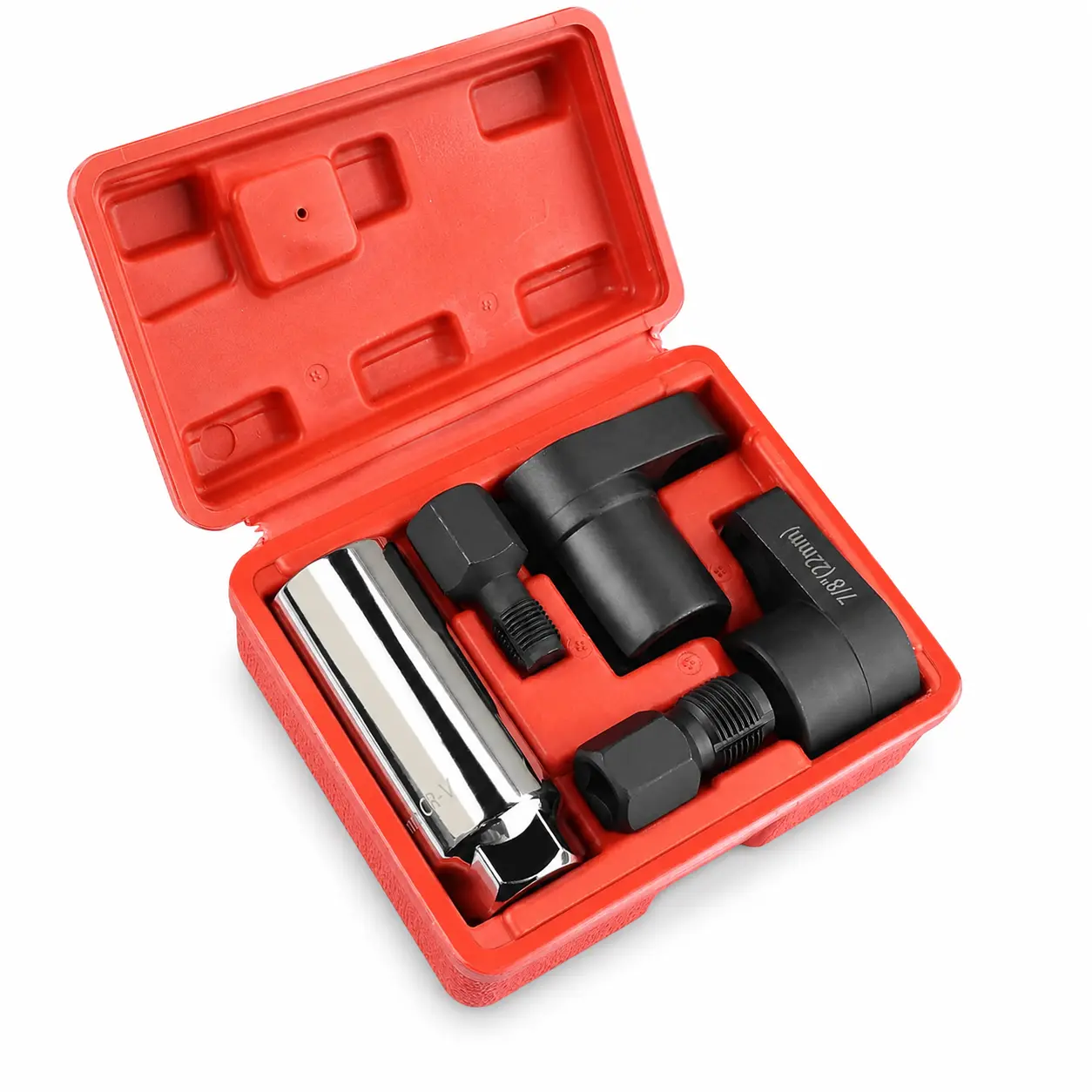O2 Sensor Socket and Thread Chaser Set, 5-Piece 22mm 7/8-Inch Oxygen Sensor Removal Tool Kit with Offset, Deep and Low-Profile Sockets, M12 x 1.25 and M18 x 1.5 Chasers