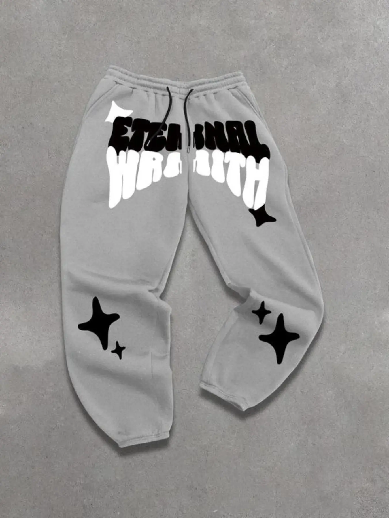 Men's Letter & Star Print Drawstring Waist Joggers, Fall Winter Casual Fitted Woven Pants with Pockets, Men's Daily Wear Long Trousers, Casual Sports Trousers
