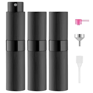 8ml Stripe Perfume Atomizer Spray Bottle, 3pcs Travel Cologne Sprayer Refillable, Empty Mini Portable Perfume Dispenser (Black) springtok
