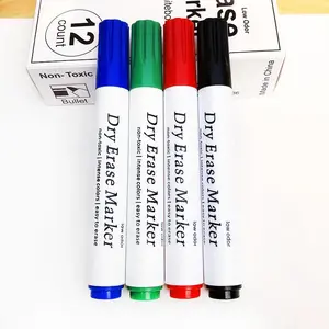 Water Based Whiteboard Pen, 4pcs Easy To Wipe Large Head Blackboard Pen, Office Meeting Marker Pen, Dry Erase Markers, Stationery Supplies for Home & School & Office