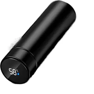 Digital Thermos with Accurate Temperature Display and Sleek Black Design for Precision Monitoring Drinkware Flasks Portable
