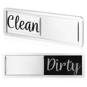 Dishwasher Magnet Clean Dirty Sign - Large Fonts for Easy Reading, Silky Wood Grain Texture, Clear Acrylic & High-Quality Plastic Panels, Double-Sided Adhesive, Stylish Kitchen Organizer