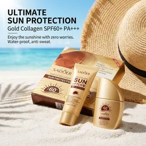 Gold Collagen SPF60 PA+++ Sunscreen Lotion – Waterproof & Dewy Finish | Invisible Smooth Texture, Hydrating Sun Block for Glass Skin GlowUp