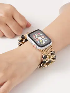 Handmade Women's Crystal Glass Bead Watch Band Replacement, Smartwatch Strap, Fits 38-49cm Elastic Strap, Multiple Colors Available