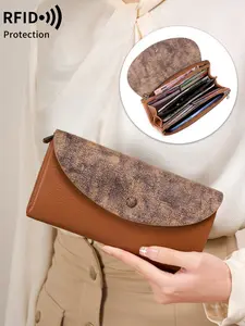 Women's Long Wallet with Multiple Compartments, Vintage Accordion Envelope Design, Card Slots, Phone Pocket, Ideal Gift for Mother's Day