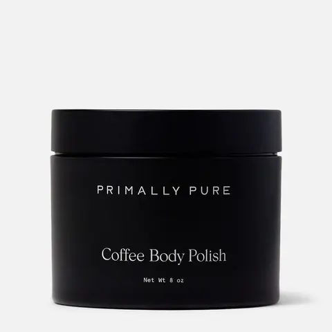 Primally Pure Body Polish with Sugar Crystals, Coconut Oil, Coffee Oil, and Other Natural Ingredients for a Full-Body Exfoliation that Targets Texture, Tightens + Tones Blend Caffeine