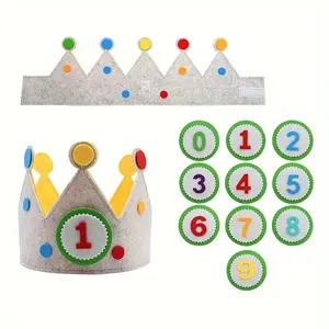 Set of Adjustable Felt Birthday Hat, Comfortable Celebration Crown Photo Props, Durable and Lightweight