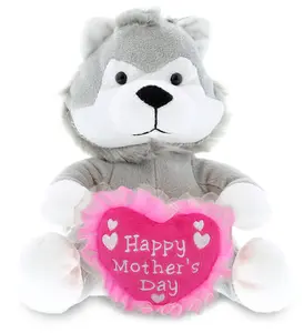DOLLIBU 6" Polyester Embroidered Plush Wolf Heart Stuffed Toy - Mothers Day Gift for Kids, Soft Cuddly Stuffed Animal