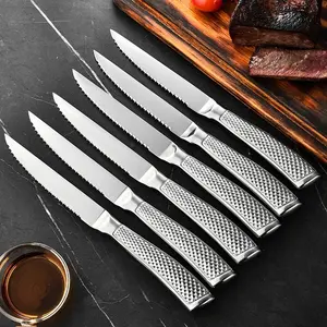 Stainless Steel Steak Knife Set, 1/3/6 Piece Durable Cutlery Tools, Non-Slip Handle Design, Perfect for Home & Outdoor Use
