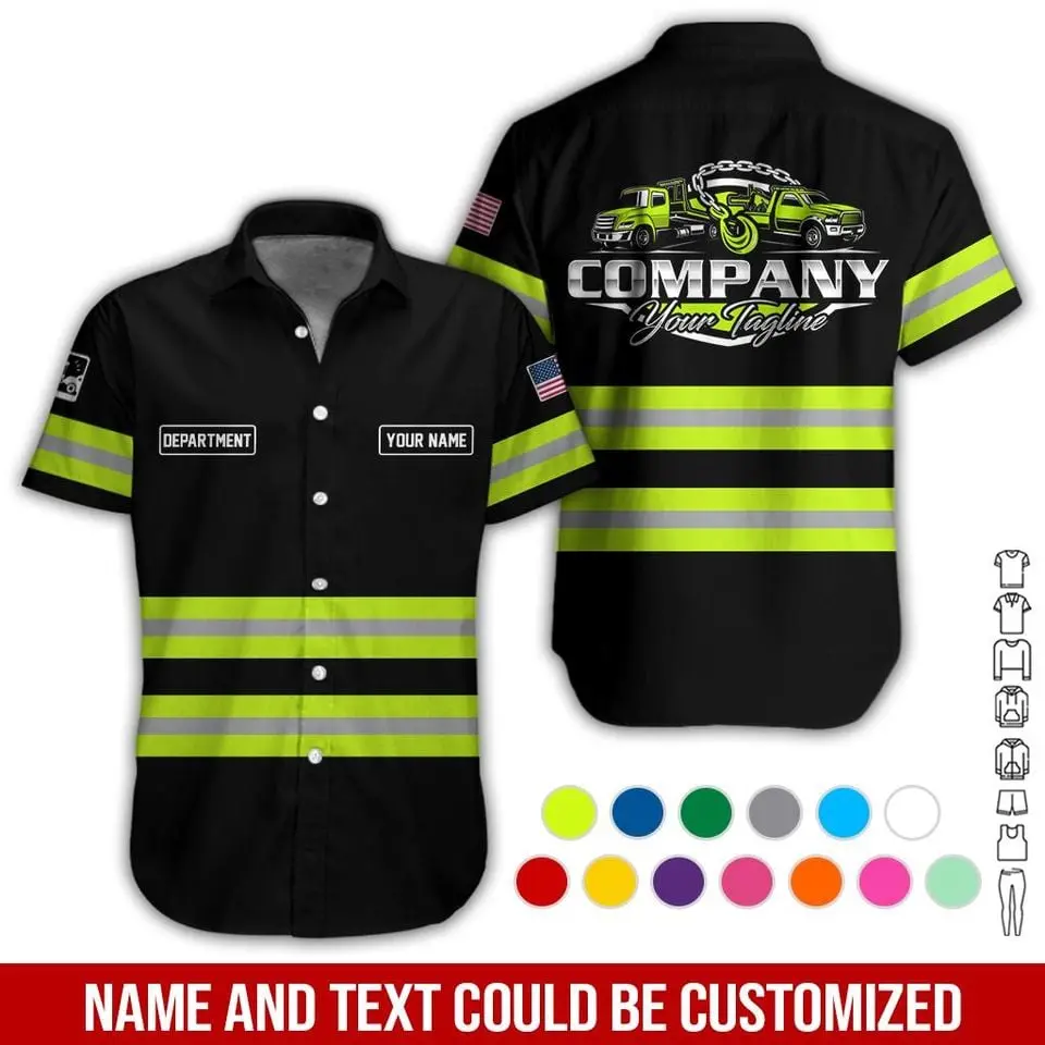 Custom Tow Truck Work Department & Name Hawaiian shirt