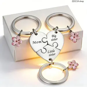 3Pcs Mom and Two Daughters Keychain Set, Big Little Sister Moving Away Gift