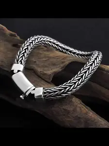 Men's Vintage Handmade Braided Rope Bracelet, Thick Dragon Bone Design, Casual Fashion Accessory for Men, Durable & Stylish Jewelry