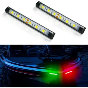 Boat Navigation Lights, Super Bright Bow Lights Ideal for Night Fishing, No Drilling Adhesive Install Fits Pontoon Kayak Canoe Bass Jon Jetski