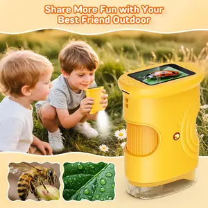 Kids Handheld Digital Microscope, 1000X Zoom 2.0 Inch IPS Screen Portable Microscope for Kids, Rechargeable Nature Exploration Toy, Educational Science Gift for Boys Girls Ages 3-12, Outdoor Observation Tool for Insects Plants