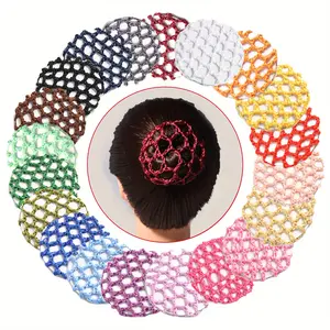 10Pcs/Set Colorful Hollow Woven Hair Net, Autumn and Winter Bun Head Dressing Headwear, Suitable for Professional Hair Nets of Nurses and Flight Attendants