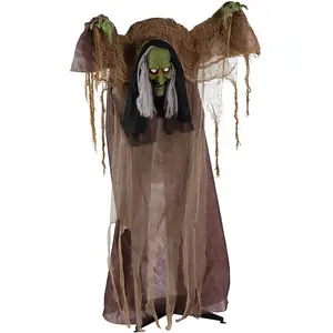 Haunted Hill Farm 4.75 ft Freestanding Talking Lighted Witch Animatronic Halloween Decoration