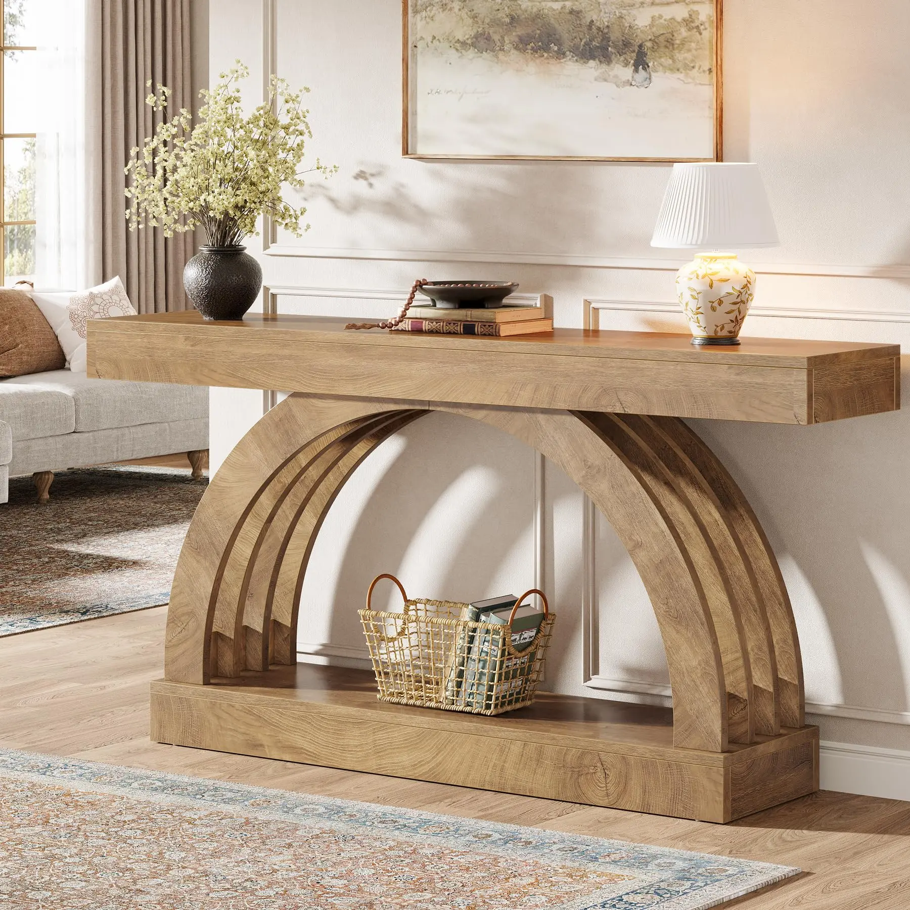 Tribesigns 63-Inch Entryway Table, 2-Tier Console for Living Room, Farmhouse Narrow Arched Sofa Table Tribesigns 63-Inch Entryway Table, 2-Tier Console for Living Room, Farmhouse Narrow Arched Sofa Table