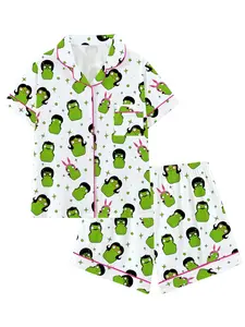 Bob’s Burgers Kuchi Kopi Cartoon Pajama Set, Loose-Fitting Short Sleeve Sleepwear, Comfortable Party Wear, Ideal Gift for All Seasons