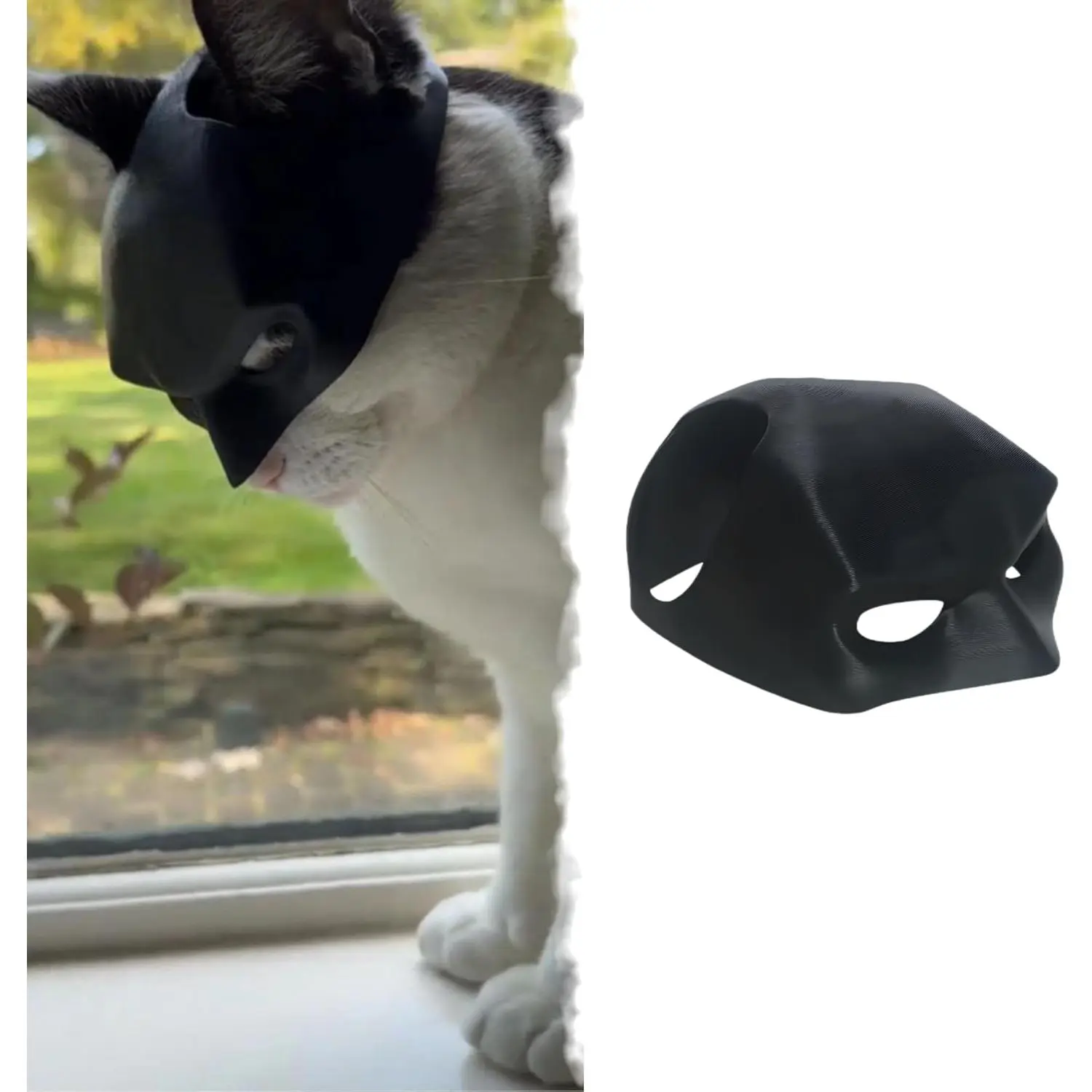 Cat Bat Mask Halloween Costumes Accessories for Cats, Cat Bat Cosplay Apparel (Large, Black Bat)