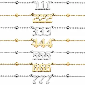 Angel Number Necklace • 111 222 333 444 555 666 777 888 999 • 18K Gold Plated Stainless Steel or Silver Stainless Steel •