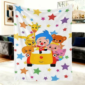 Cartoon Plim Plim Inspired Blanket for Kids,Cute Circus Clown Flannel Throw Blanket,Soft Cozy for Bed Sofa Couch Home Decor,Lightweight Kids Nap Blanket,Funny Animation Gift for Boys Girls Children