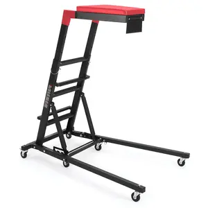 GARVEE Topside Automotive Engine Creeper with Adjustable Height 48"-66", Heavy Duty 400LBS Capacity, Foldable Design, 6 Swivel Caster Wheels, Thick Cushion, and Tool Pouch in Black