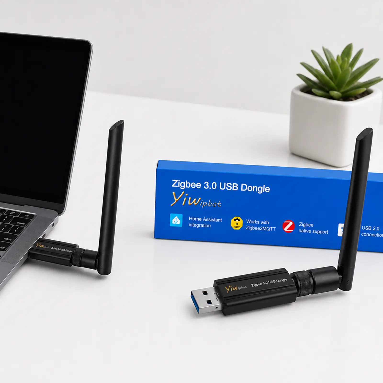 Zigbee 3.0 USB Dongle Coordinator with EFR32MG24 Chip, 5dBi External Antenna Smart Home Hub Controller, Compatible with Home Assistant, Zigbee2MQTT and OpenHAB, USB 2.0 Adapter for Zigbee Devices, Long Range Wireless Smart Home Automation