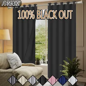 1 piece, 100% blackout and sun protection curtain, modern romantic minimalist solid color polyester material film lining, making the interior darker, top perforated hanging method, suitable for bedrooms, dining rooms, living rooms, kitchens