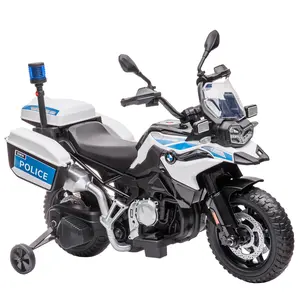 12V Police Motorcycle for Kids, Ride On Bike w/High-Low Speed, LED Lights, 2 Storage Boxes & Suspension