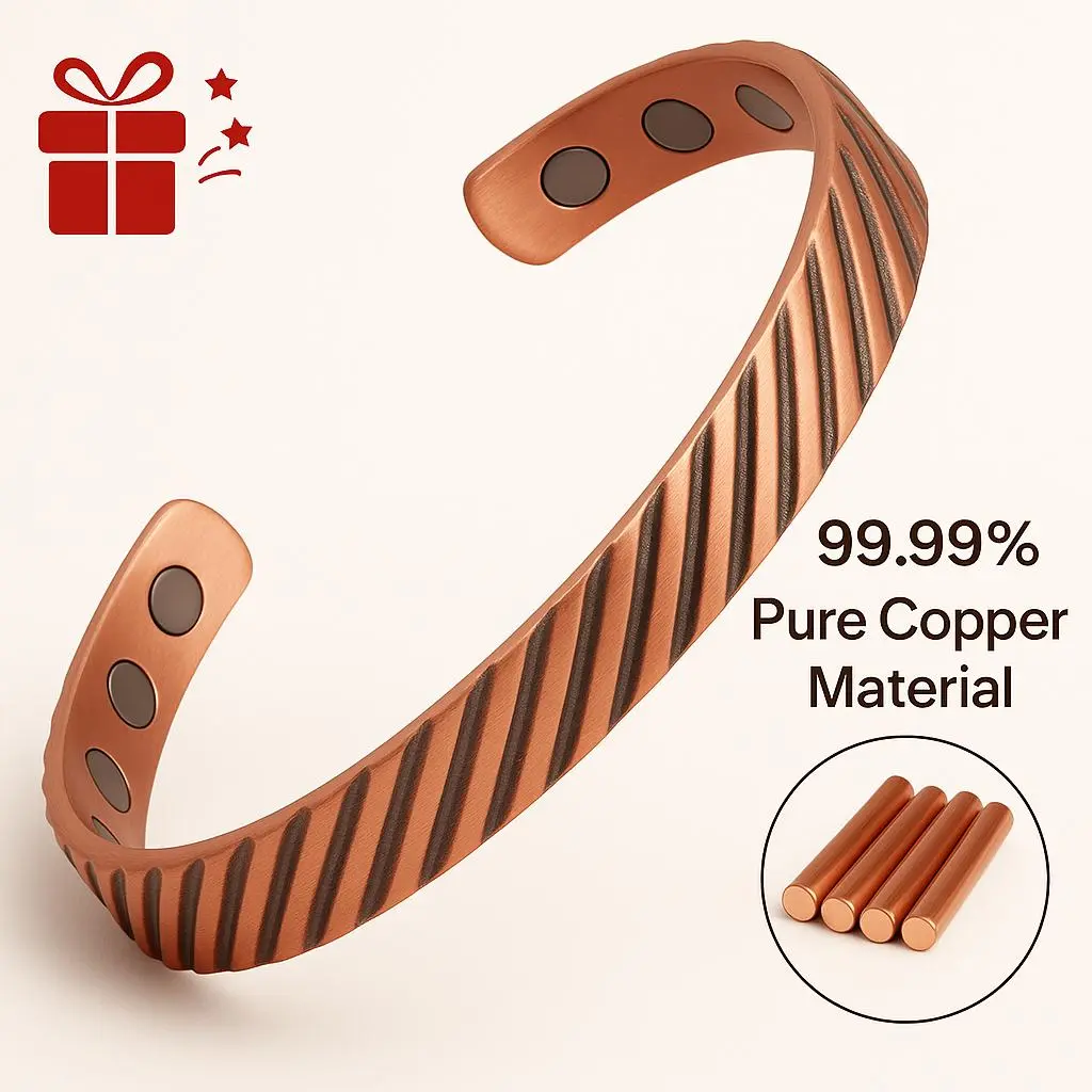 Unisex Magnetic Copper Bracelet - Pure Copper Jewelry - Stylish Adjustable Cuff