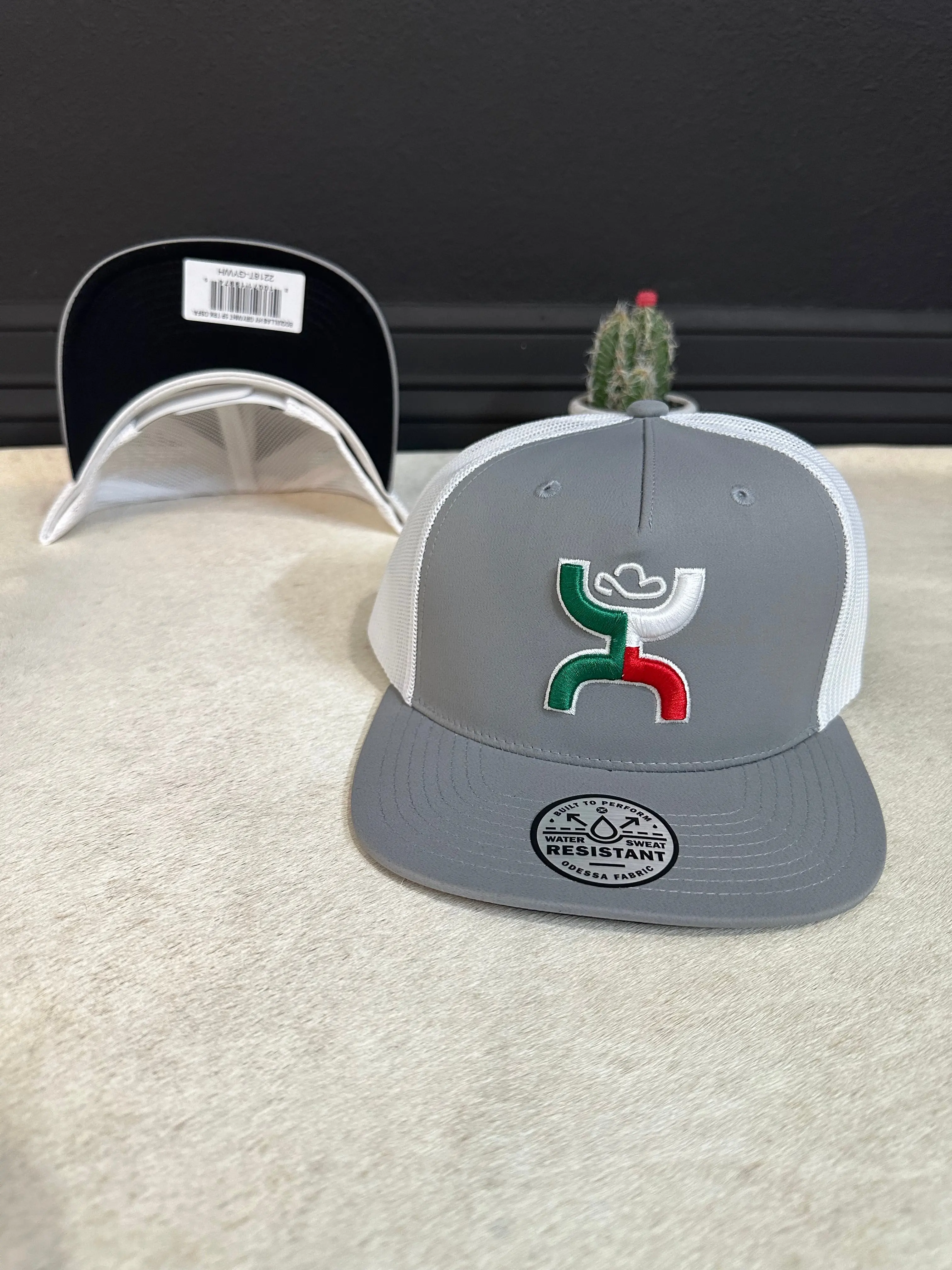 Hooey Boquillas Gray SnapBack Hat with Green and Red Logo, Adjustable Fit, and Unique Design