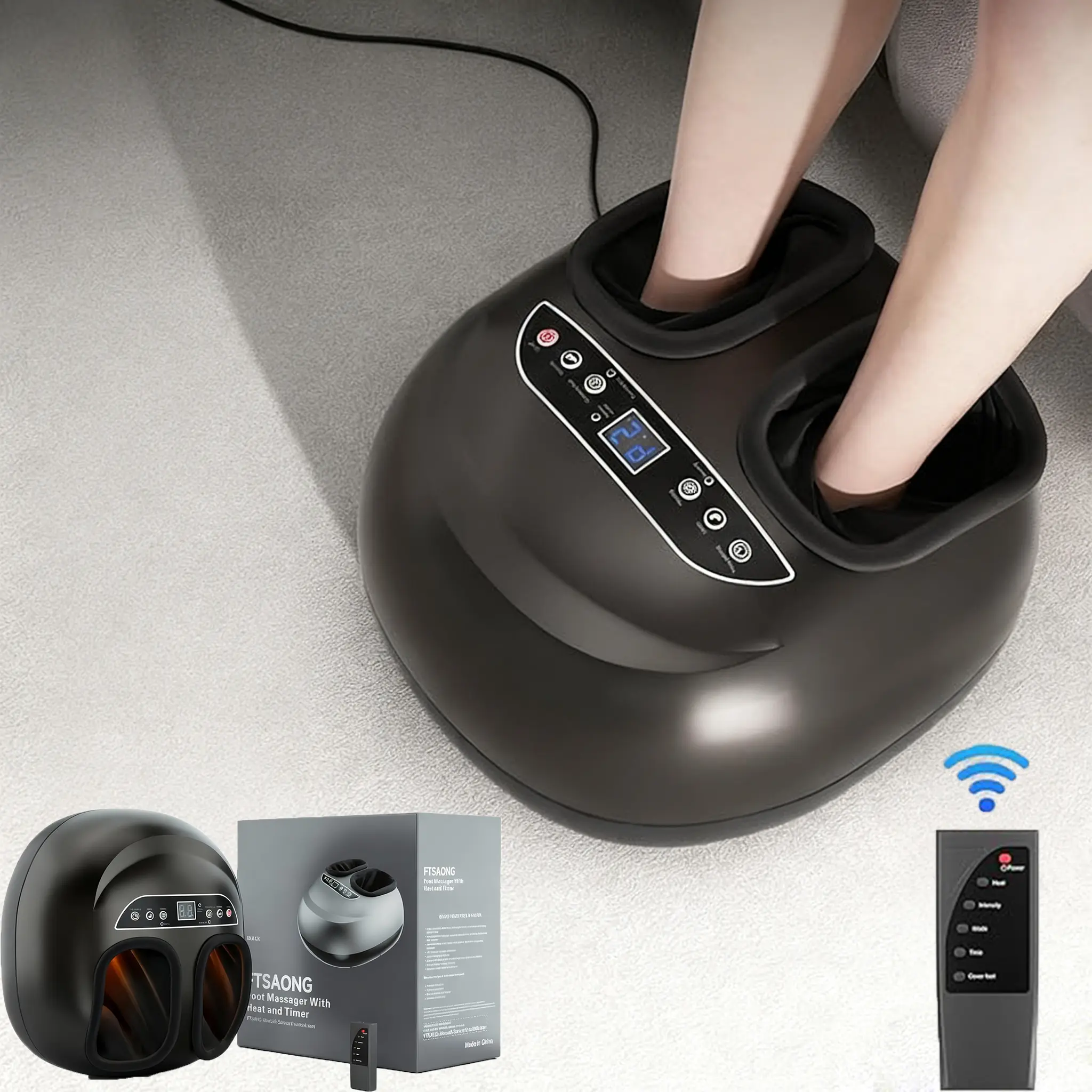 Foot Massager Machine with Heat Shiatsu for Plantar Fasciitis Relief Cordless Control