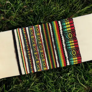 Rasta Jamaican Boho Woven Bracelet, Rastafari Green Yellow Red Bracelets, Handmade Bracelet for Men or Women, Beach, Surfer, Anklet