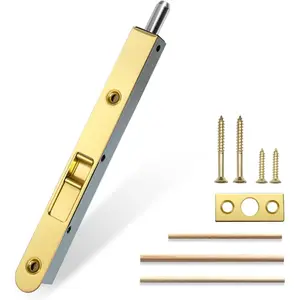 Flush Bolt French Door Lock 7 Inch Polished Brass Concealed Latch for Double Doors Top Bottom Lock for Patio Storm Doors 1 Pack
